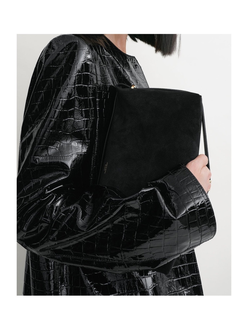 TOTEME Belted Shoulder Bag/Clutch Black Suede
